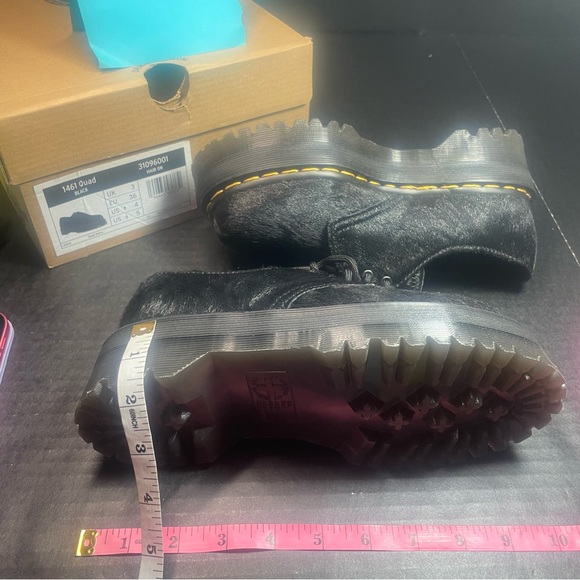 BNIB Dr.Martens 1461 QUAD BLACK CALF HAIR ON PLATFORM LOAFER UK3 US5 Big Kid 3 - Picture 3 of 12